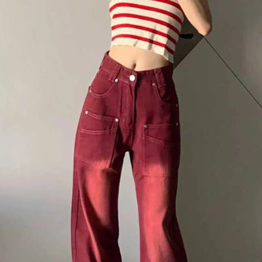 Jean large rouge