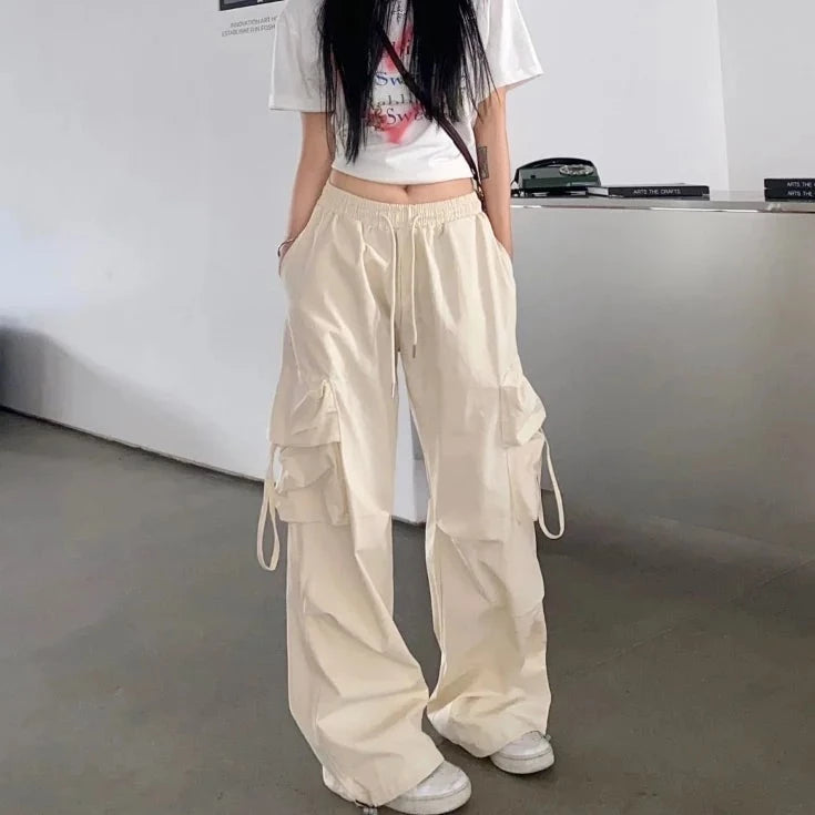 Pantalon parachute beige