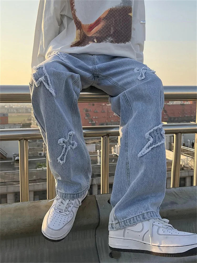 Ripped Jeans Black Jeans With Air Forces Baggy Distressed Jeans