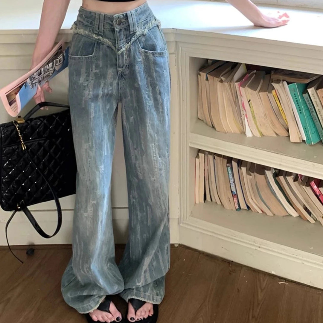 Jean large effiloché