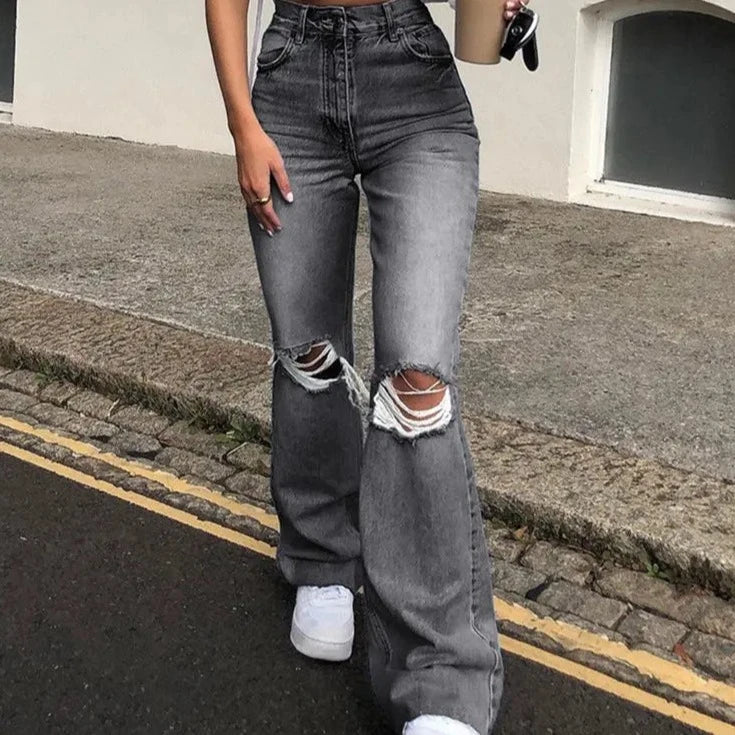 Flare ripped jeans