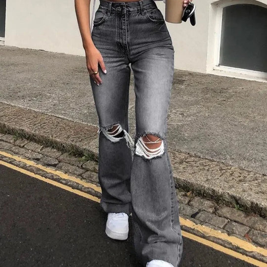 Flare ripped jeans