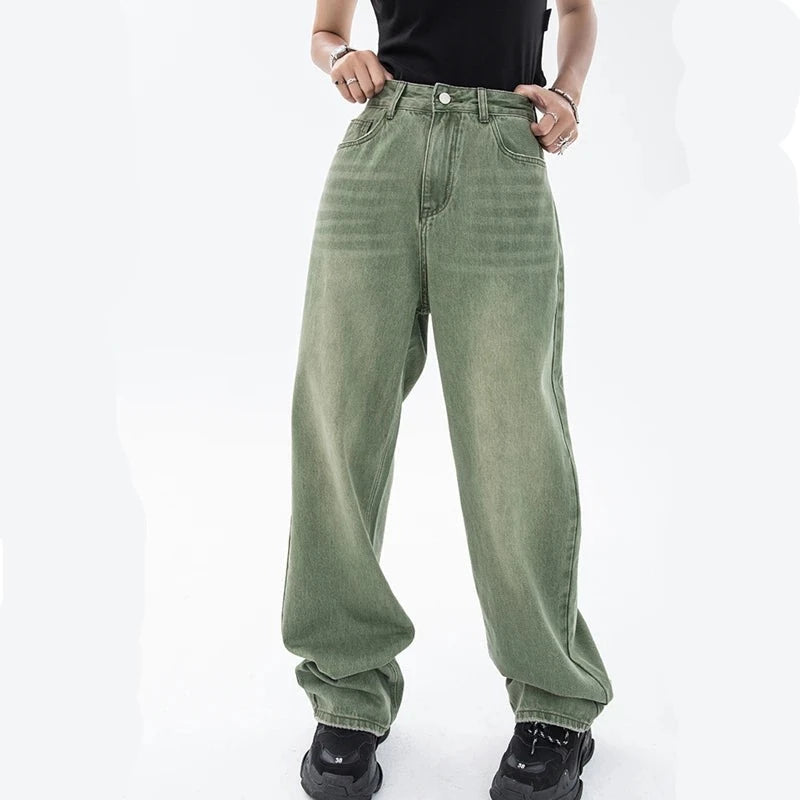 Jean large vert