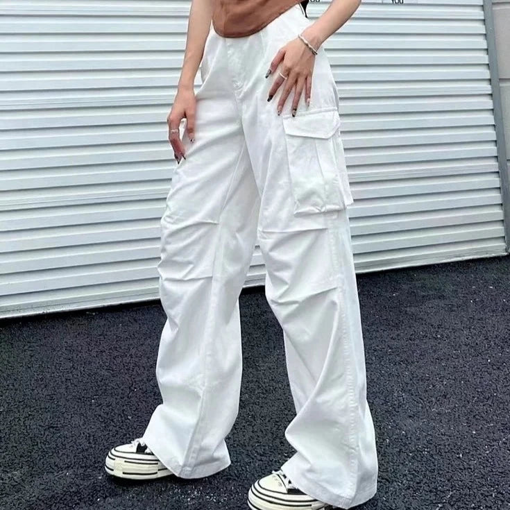 Pantalon parachute blanc