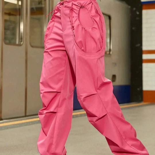 Pantalon parachute rose