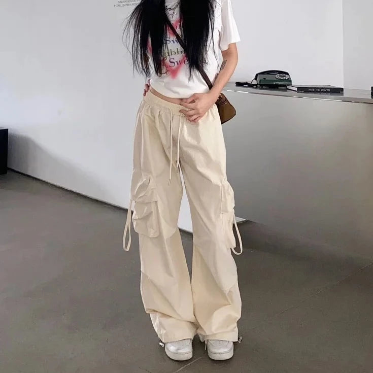 Pantalon parachute beige