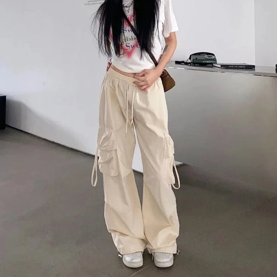 Pantalon parachute beige
