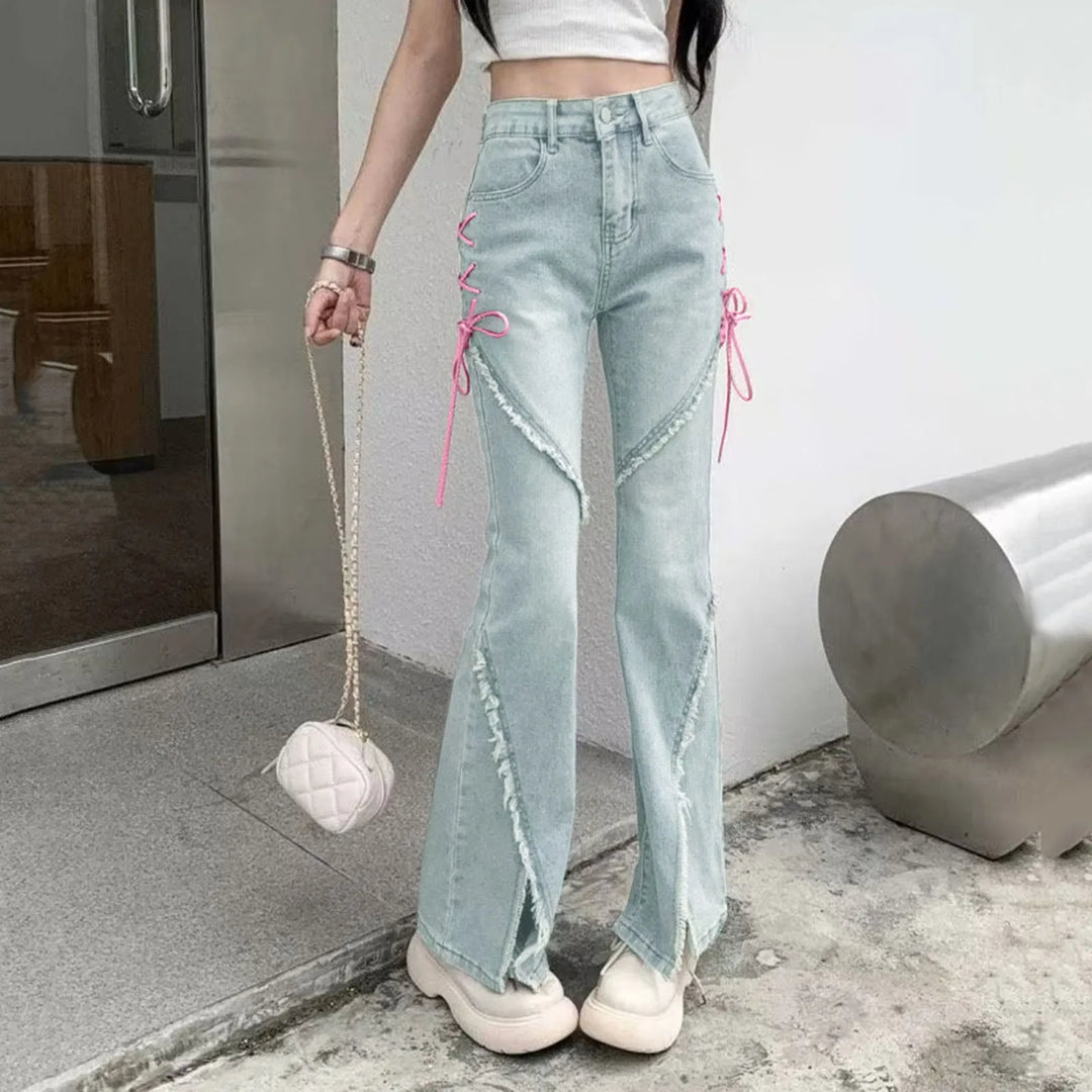 Jean flare fendu femme