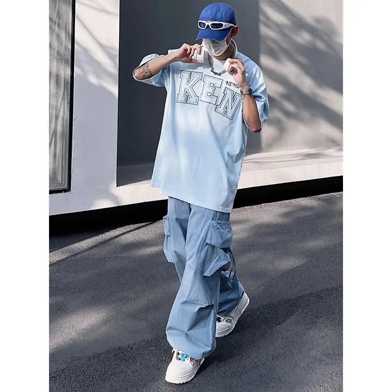 Pantalon parachute bleu