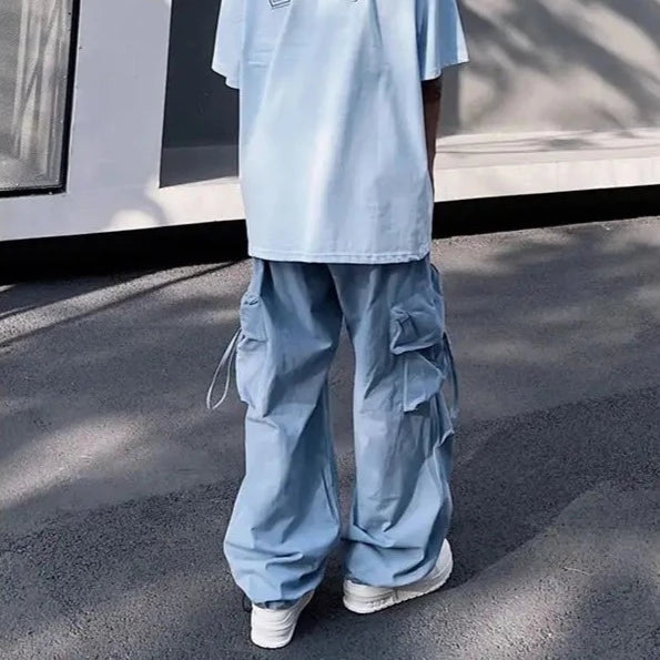 Pantalon parachute bleu