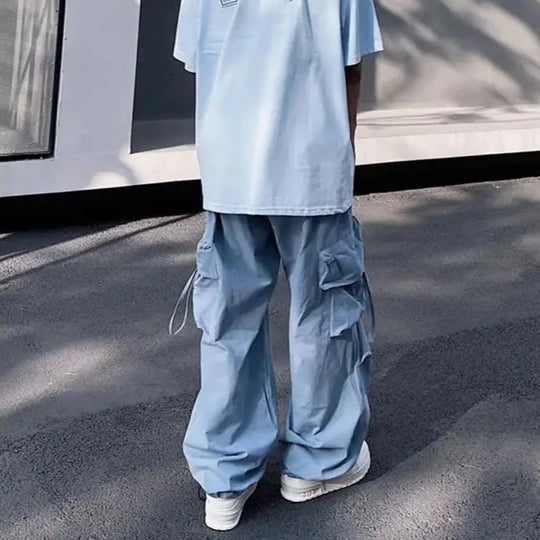 Pantalon parachute bleu
