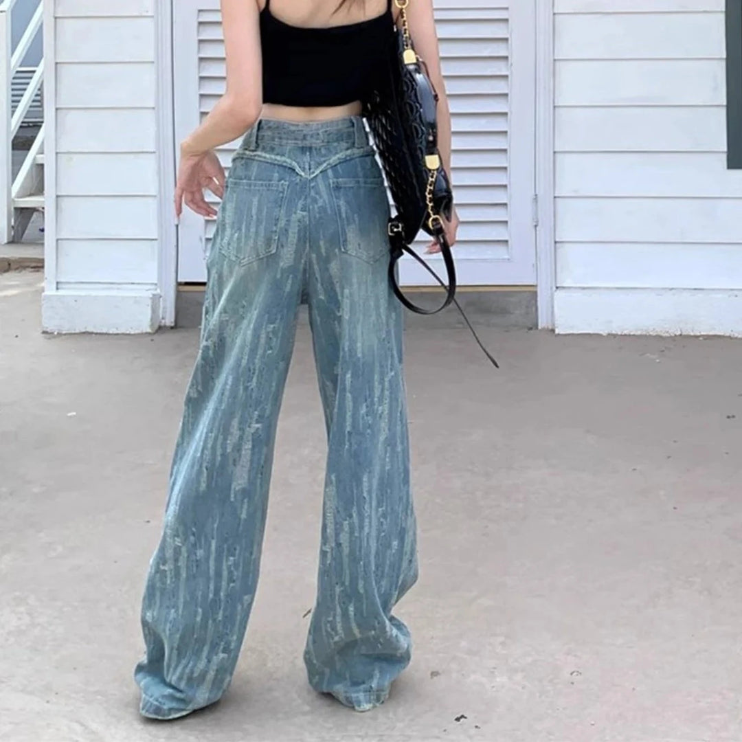 Jean large effiloché
