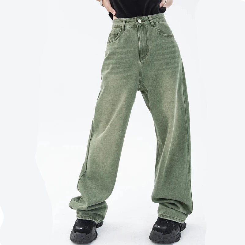Jean large vert