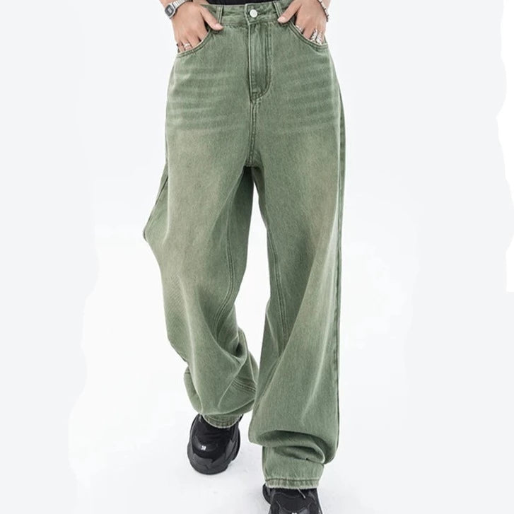 Jean large vert