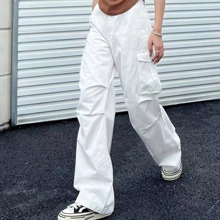 Pantalon parachute blanc